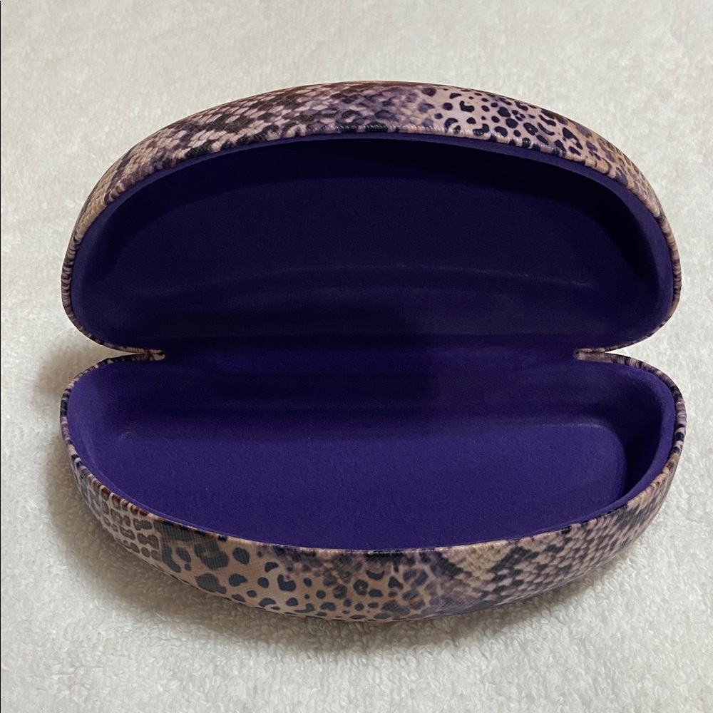 Snakeskin Print Sunglass Case with Purple Interior